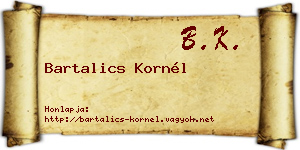 Bartalics Kornél névjegykártya