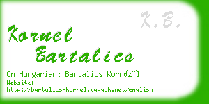 kornel bartalics business card